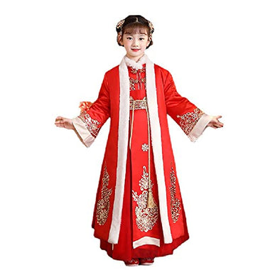 Girls' Hanfu,Children's Thickened Tang Suit With Cloak,Chinese Style New Year's Clothing