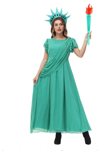 Halloween Costumes,Parent-child American Statue Of Liberty Cosplay Costumes,Party Ancient Greek Girl Performance Dresses.