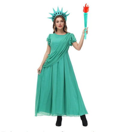 Halloween Costumes,Parent-child American Statue Of Liberty Cosplay Costumes,Party Ancient Greek Girl Performance Dresses.
