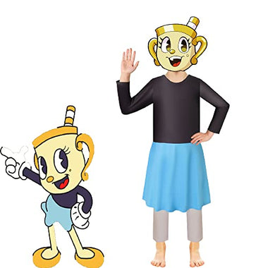 Halloween Cuphead Adventure Performance Costumes,Children's Mugman Cosplay Costumes,Stage Dress Up Costumes.