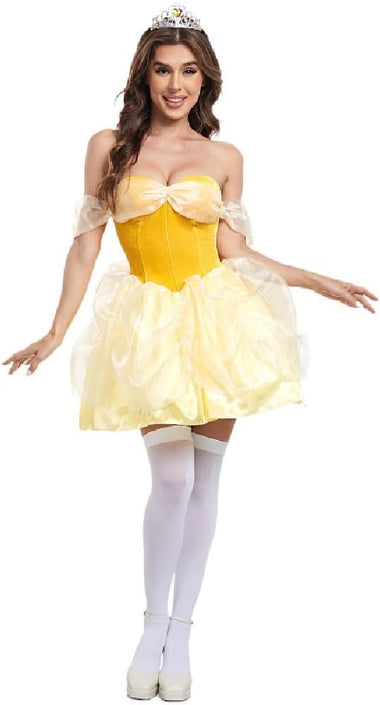 Quenny Halloween Lady Costume Classic Movie Beauty Princess Yellow Adult Beast Costume