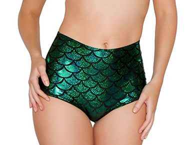 High Waisted Mermaid Fish Scale Shiny Stretchy Short