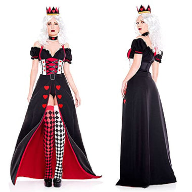 Halloween cosplay Red Heart Queen costumes,Alice in Wonderland Heart Queen Dresses.