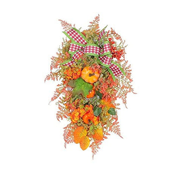 Autumn Color, Thanksgiving Wreath, Christmas Wreath, Pumpkin Bow, Simulated Wreath, Door Decoration, New Year's Holiday