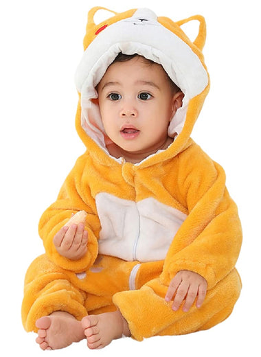 Toddler Infant fleece romper,Animal Fancy Dress Costume Hooded Romper Jumpsuit.