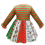 Quenny Children's Christmas costumes, thief green hair monster girls' dress, girls' long sleeve dress.