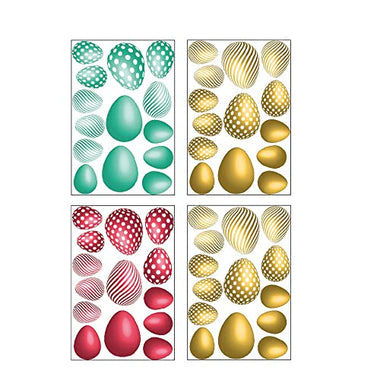 Easter Egg Multi-Piece Combination Frosted Stickers,Gold Red Easter Egg Wall Stickers,Holiday Home Home Decorations.