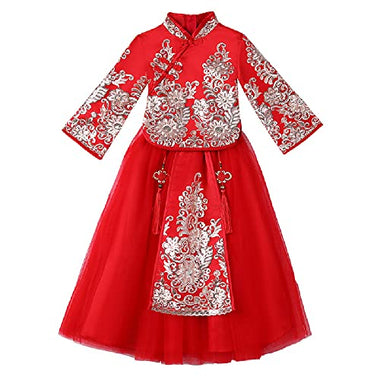 girls' Hanfu,festive New Year's clothing,children's cheongsam dresses,thickened Chinese style Tang suits.
