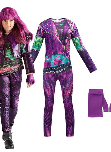 Descendants 3 costume,Halloween party jumpsuit+gloves,stage performance costumes.