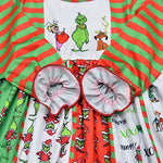 Quenny Children's Christmas costumes, thief green hair monster girls' dress, girls' long sleeve dress.