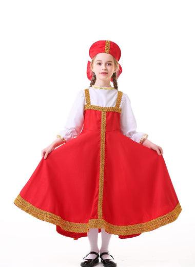 Halloween Russian National Costumes,Ukrainian Parent-Child Stage Performance Costumes,Holiday Party Cosplay Costumes.