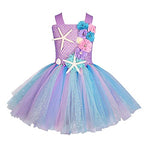 mermaid Ariel princess dresses with headband,girl' flowers starfish tutu dresses.