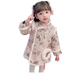 girls' cheongsam dresses,children's autumn and winter clothes,Chinese style hanfu,baby girls' one-year-old Tang suits.