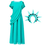 Halloween Costumes,Parent-child American Statue Of Liberty Cosplay Costumes,Party Ancient Greek Girl Performance Dresses.