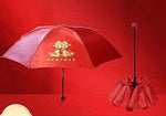 Red Umbrella wedding supplies lace edge embroidery vintage Chinese umbrella long handle umbrella folding umbrella