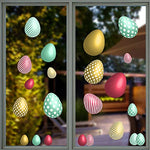 Easter Egg Multi-Piece Combination Frosted Stickers,Gold Red Easter Egg Wall Stickers,Holiday Home Home Decorations.