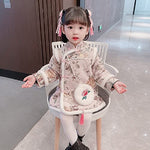 girls' cheongsam dresses,children's autumn and winter clothes,Chinese style hanfu,baby girls' one-year-old Tang suits.