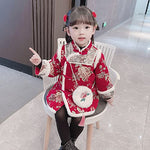 girls' cheongsam dresses,children's autumn and winter clothes,Chinese style hanfu,baby girls' one-year-old Tang suits.