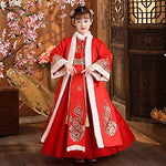 Girls' Hanfu,Children's Thickened Tang Suit With Cloak,Chinese Style New Year's Clothing