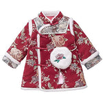 girls' cheongsam dresses,children's autumn and winter clothes,Chinese style hanfu,baby girls' one-year-old Tang suits.