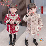 girls' cheongsam dresses,children's autumn and winter clothes,Chinese style hanfu,baby girls' one-year-old Tang suits.