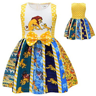 Halloween New Digital Print Lion King Costumes,Girls' Stage Performance Princess Dresses,Bow Puffy Dress Up Costumes.