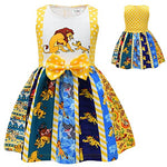 Halloween New Digital Print Lion King Costumes,Girls' Stage Performance Princess Dresses,Bow Puffy Dress Up Costumes.
