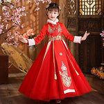Girls' Hanfu,Children's Thickened Tang Suit With Cloak,Chinese Style New Year's Clothing