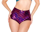 High Waisted Mermaid Fish Scale Shiny Stretchy Short