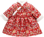 girls' cheongsam dress,baby-girls' thickened Chinese style princess dress,babys' new year's dresses.
