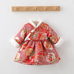 girls' cheongsam dress,baby-girls' thickened Chinese style princess dress,babys' new year's dresses.