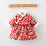 girls' cheongsam dress,baby-girls' thickened Chinese style princess dress,babys' new year's dresses.
