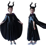 girls' performance costumes,Halloween black witch maleficent cosplay costume .3 pieces set.