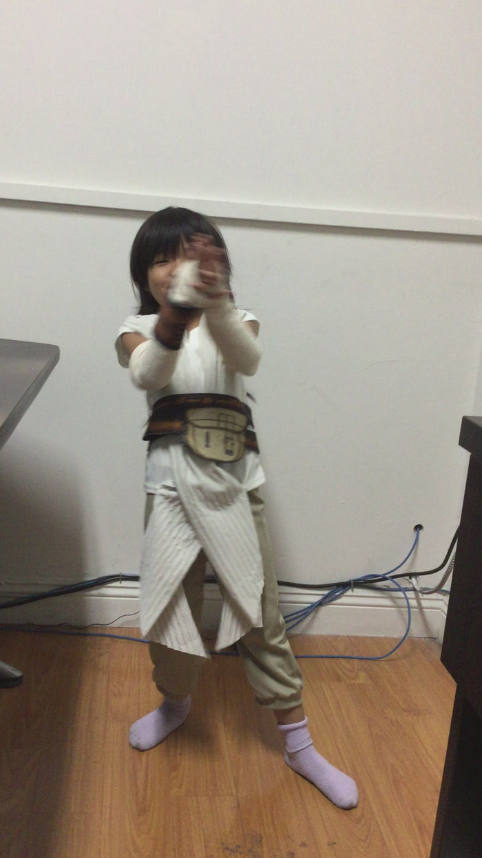 white soldier dark warrior cosplay Halloween costume,Star Wars Force Awakens Rey Girl Scavenger Rey costume.