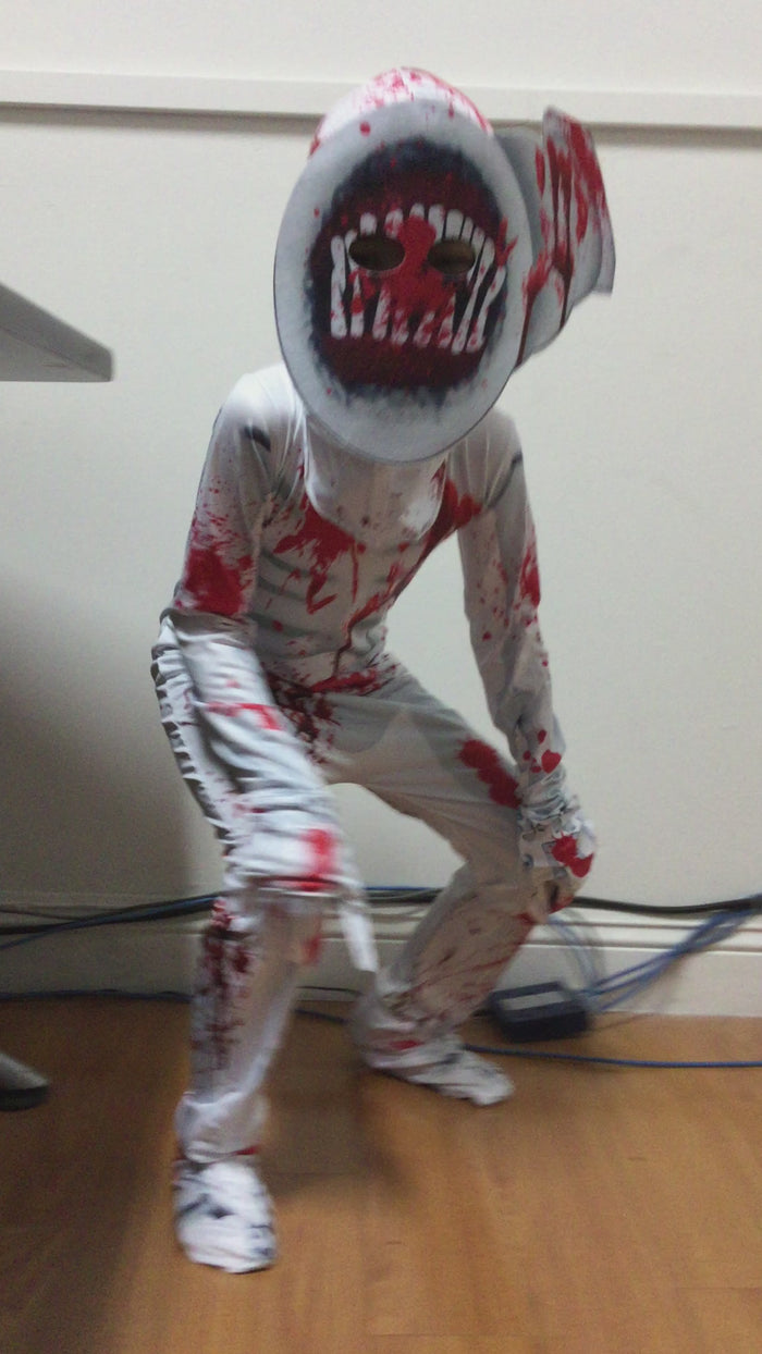 Halloween children's party performance costumes,children's siren head cosplay costumes,zipper one-piece suits.