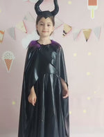 girls' performance costumes,Halloween black witch maleficent cosplay costume .3 pieces set.