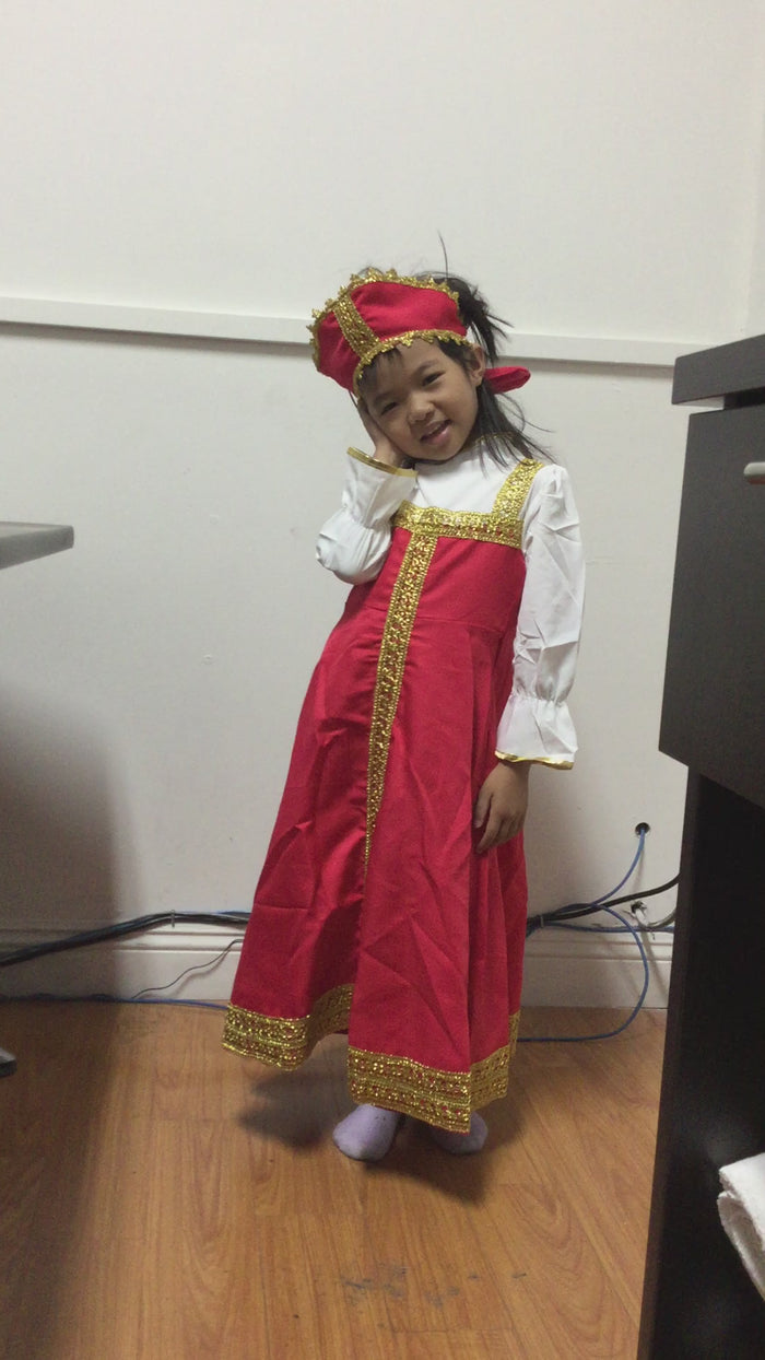 Halloween Russian National Costumes,Ukrainian Parent-Child Stage Performance Costumes,Holiday Party Cosplay Costumes.