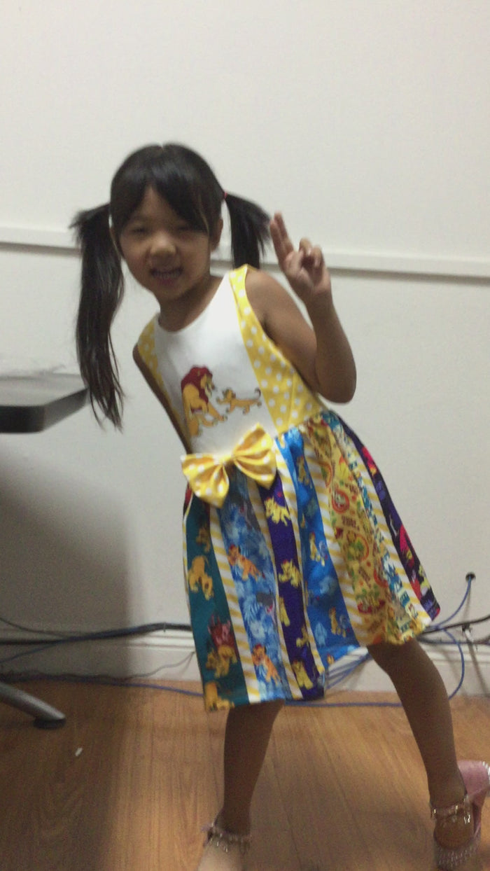 Halloween New Digital Print Lion King Costumes,Girls' Stage Performance Princess Dresses,Bow Puffy Dress Up Costumes.