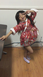 girls' cheongsam dress,baby-girls' thickened Chinese style princess dress,babys' new year's dresses.