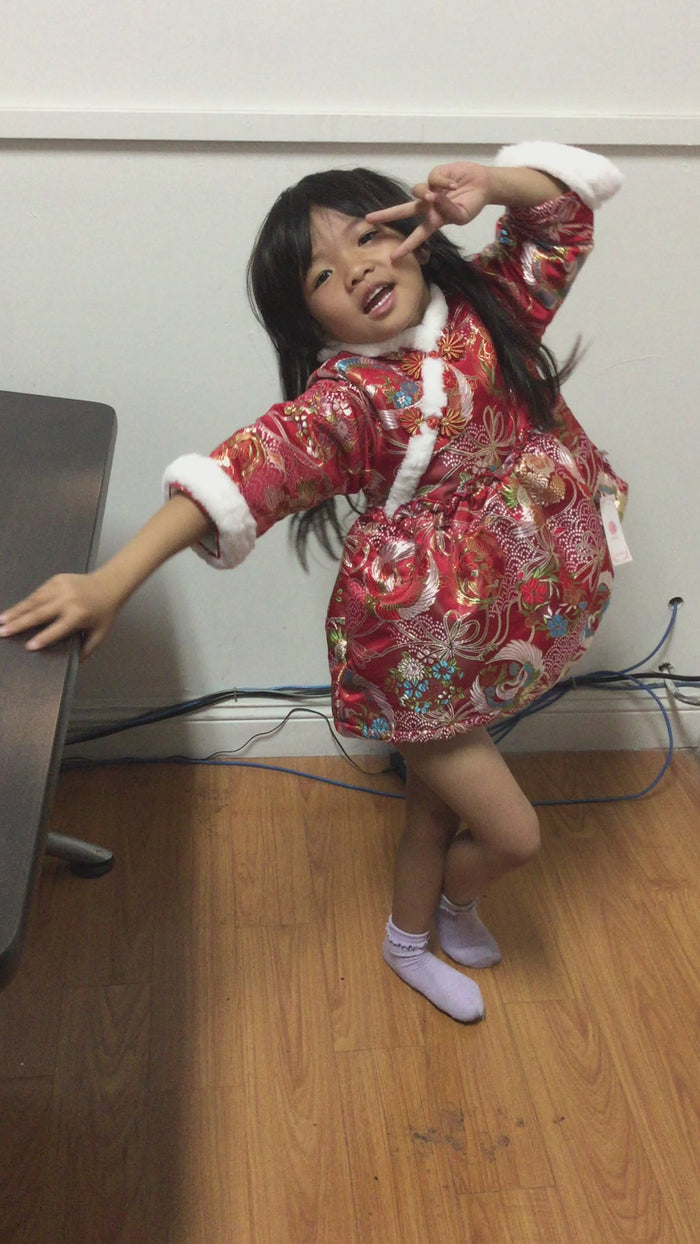 girls' cheongsam dress,baby-girls' thickened Chinese style princess dress,babys' new year's dresses.